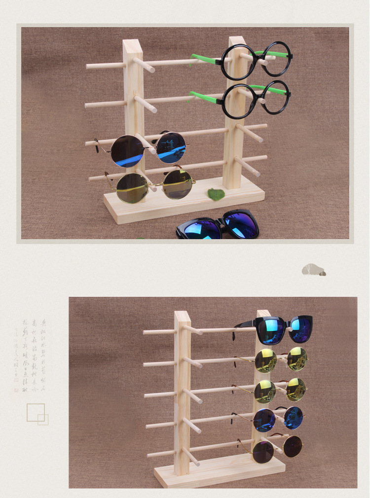 批发实木太阳镜展示架原木眼镜架子展示道具木质墨镜展示架6详情图4