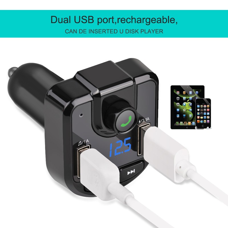 车载MP3 蓝牙免提 QC3.0快充车充 FM发射器 汽车充电器 车载蓝牙详情3