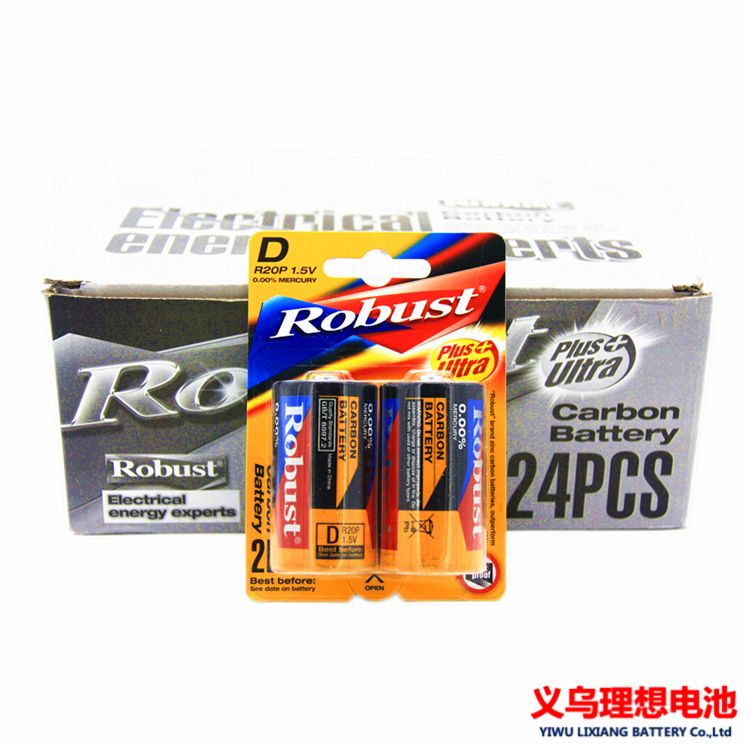 ROBUST碳性电池 1号大号R20p 1.5V挂卡 煤气灶手电筒 批发
