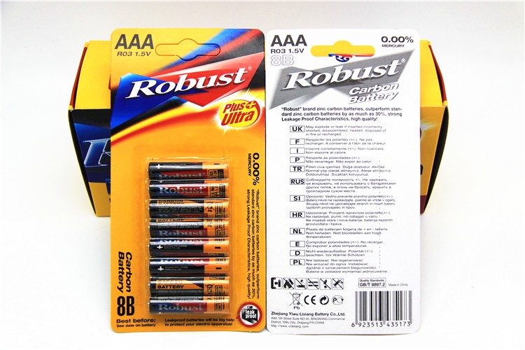 Robust 碳性电池 7号七号干电池 1.5VR03 8只挂卡 空调电视遥控器详情图7
