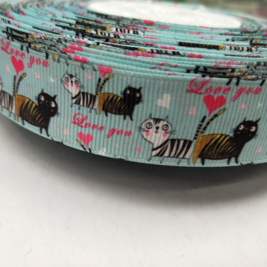 2.5CM螺纹带热转印 黑白猫