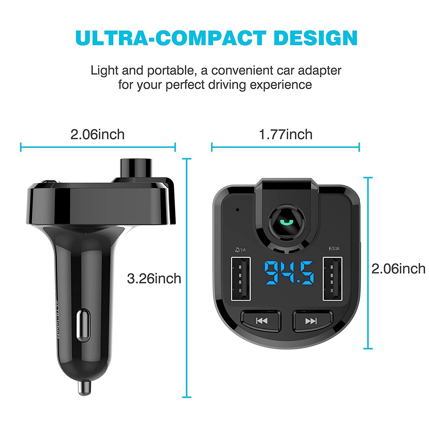 车载MP3 蓝牙免提 QC3.0快充车充 FM发射器 汽车充电器 车载蓝牙详情9