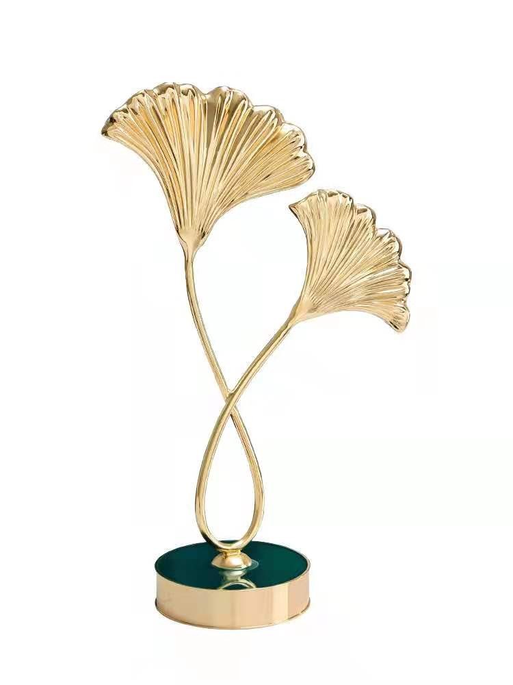 Light Luxury Ginkgo Leaf Decoration Home Gold-Plated Creative Decoration Living Room Metal Jewelry Simple Copper Decoration Specification drawing