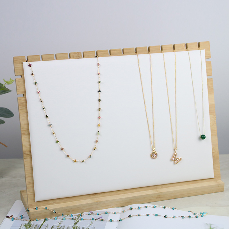 现货时尚手链项链架拉丝皮料陈列展示架橱窗珠宝首饰展示收纳竹木 30*40