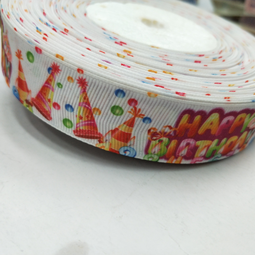 2.5CM螺纹带热转印 DIY制作  生日系列 生日帽