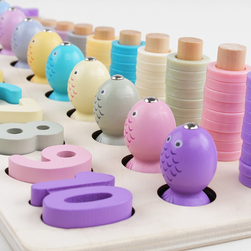 The wooden macaron-colored fishing matching game is highly entertaining with rich colors. It can exercise babies' hand-eye coordination, visual ability, logical thinking ability, and early education enlightenment training. It is a parent-child game detail image 13