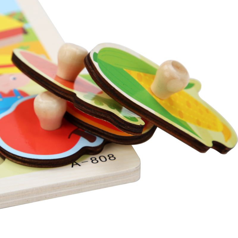 The wooden toy laser-cut hand-holding board is highly entertaining and comes in a variety of colors. It can exercise babies' hand-eye coordination, visual ability, logical thinking ability, early education enlightenment training, and is a parent-child game Specification image