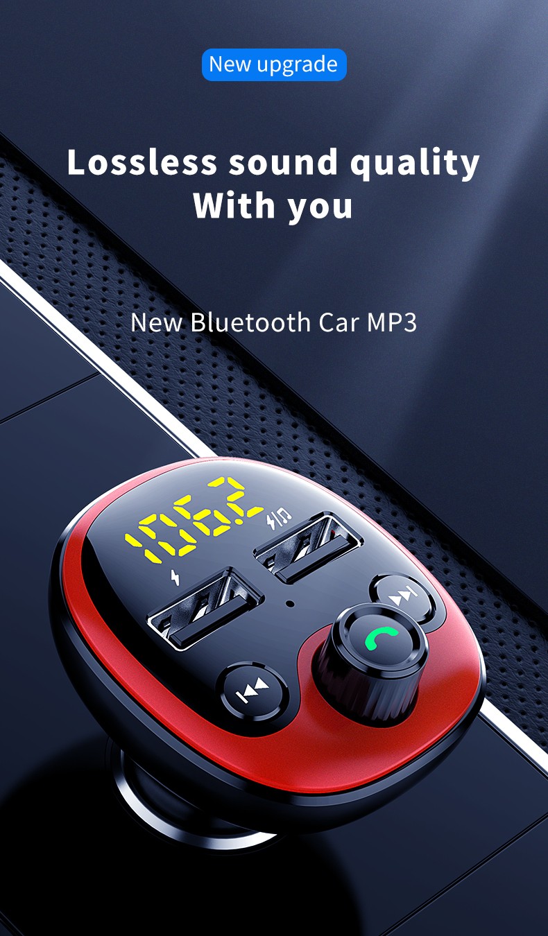 车载mp3播放器 双USB车载充电器QC3.0车充车载蓝牙接收器fm发射器详情图1