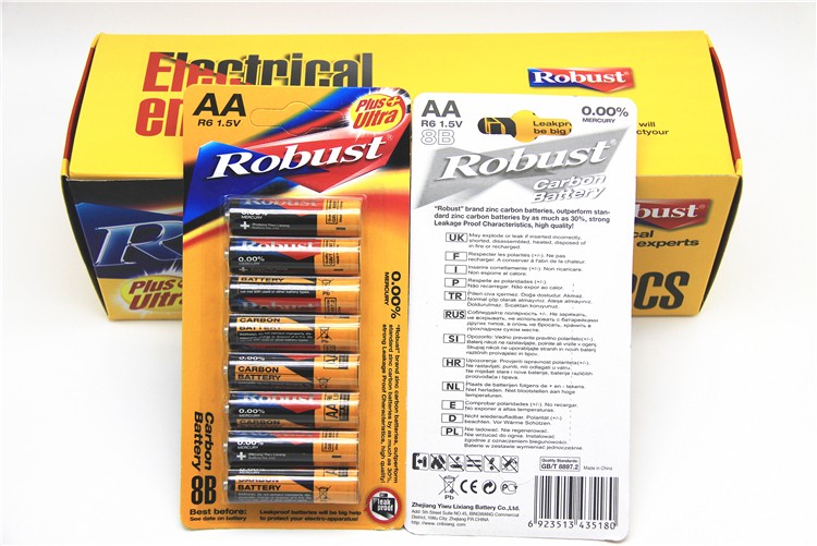 Robust 碳性电池 5号五号干电池 1.5V 8只挂卡 空调电视遥控器详情图6