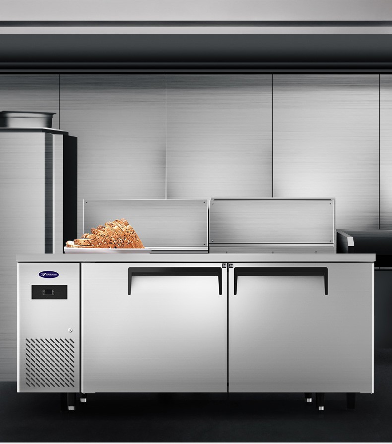 Yindu commercial refrigeration workbench, baking tray workbench, operation table, flat cold refrigeration, engineering payment for baking water detail image 1