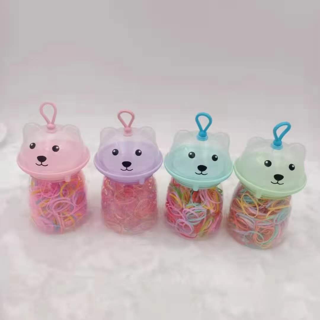 The cute and fashionable cylindrical bear is convenient for carrying disposable rubber bands detail image 1