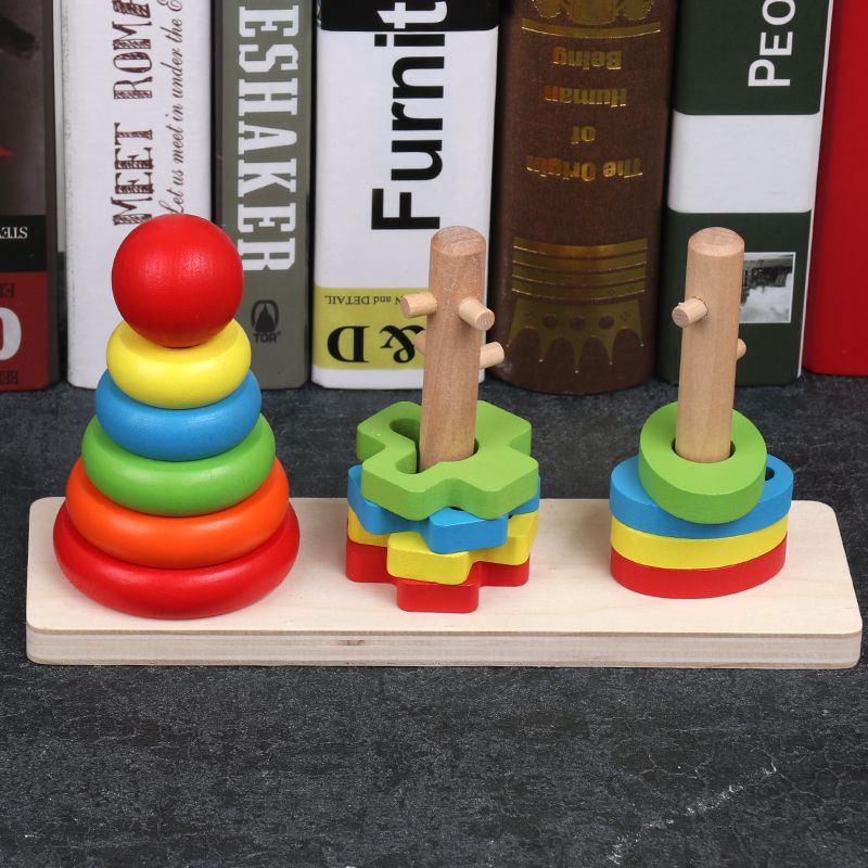 The wooden toy educational multi-functional set column is highly entertaining with rich colors. It can exercise babies' hand-eye coordination, visual ability, logical thinking ability, early education enlightenment training, and parent-child games
