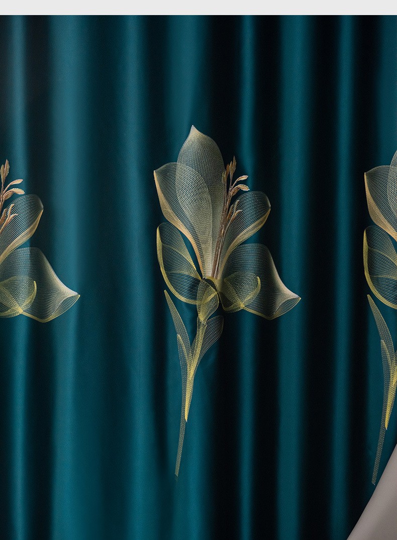 New Chinese-style Gong brocade 3D Embroidered blackout curtain fabric New Chinese-style Gong Brocade 3D Embroidered blackout curtain fabric detail image 7