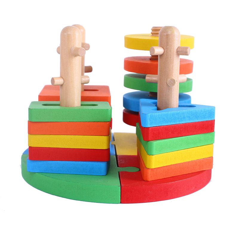 The colorful wooden toy columns are highly entertaining and rich in color, which can exercise babies' hand-eye coordination, visual ability, logical thinking ability, and early education enlightenment training, as well as parent-child games
