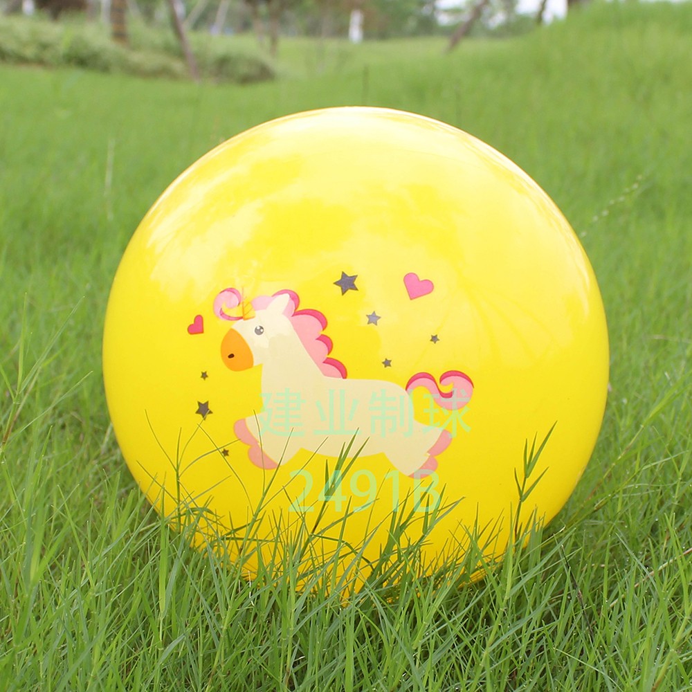 9寸PVC儿童玩具拍拍球柔软充气球足球卡通球图案贴标球弹力好详情图8