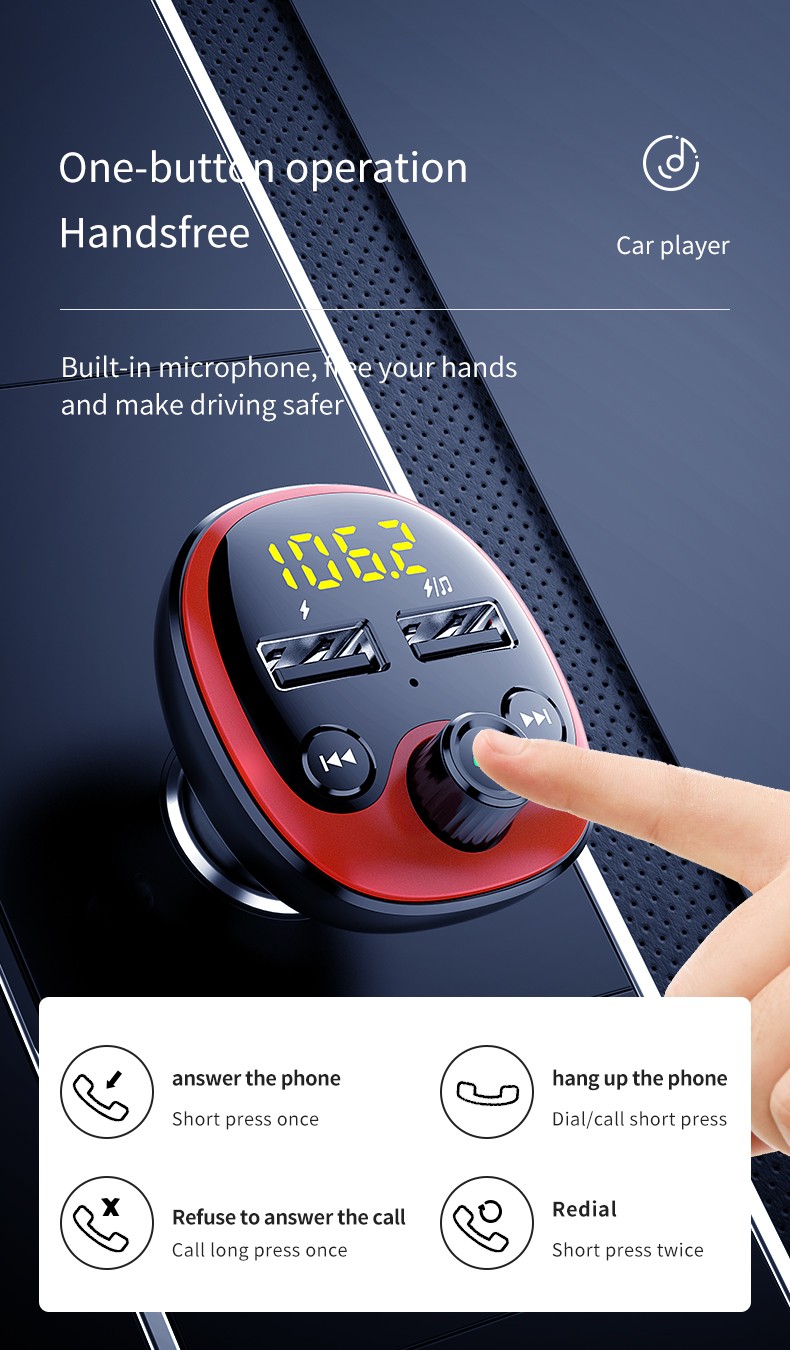 车载mp3播放器 双USB车载充电器QC3.0车充车载蓝牙接收器fm发射器详情图8