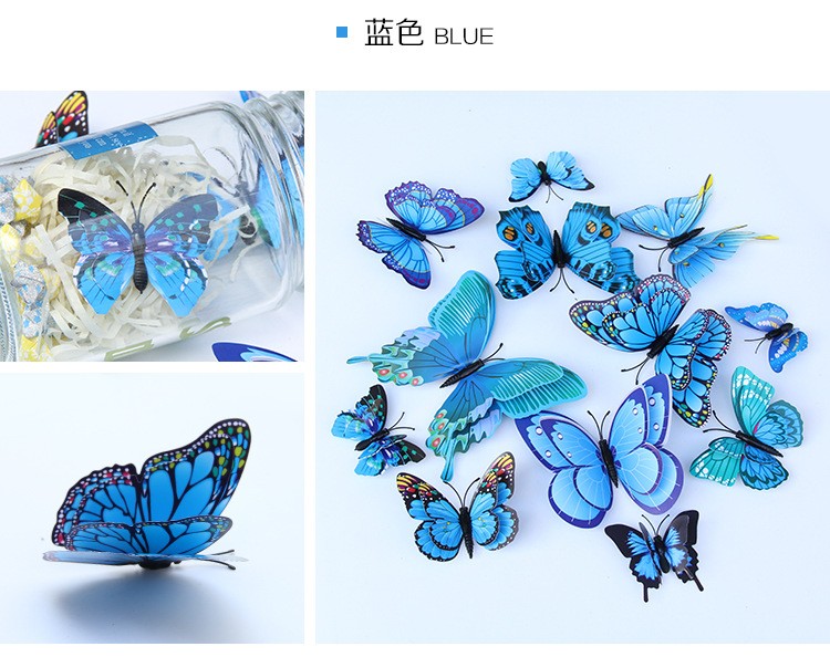 Refrigerator stickers, butterfly plastic handicrafts, simulated butterfly wall stickers, decorative butterfly wall stickers detail image 2
