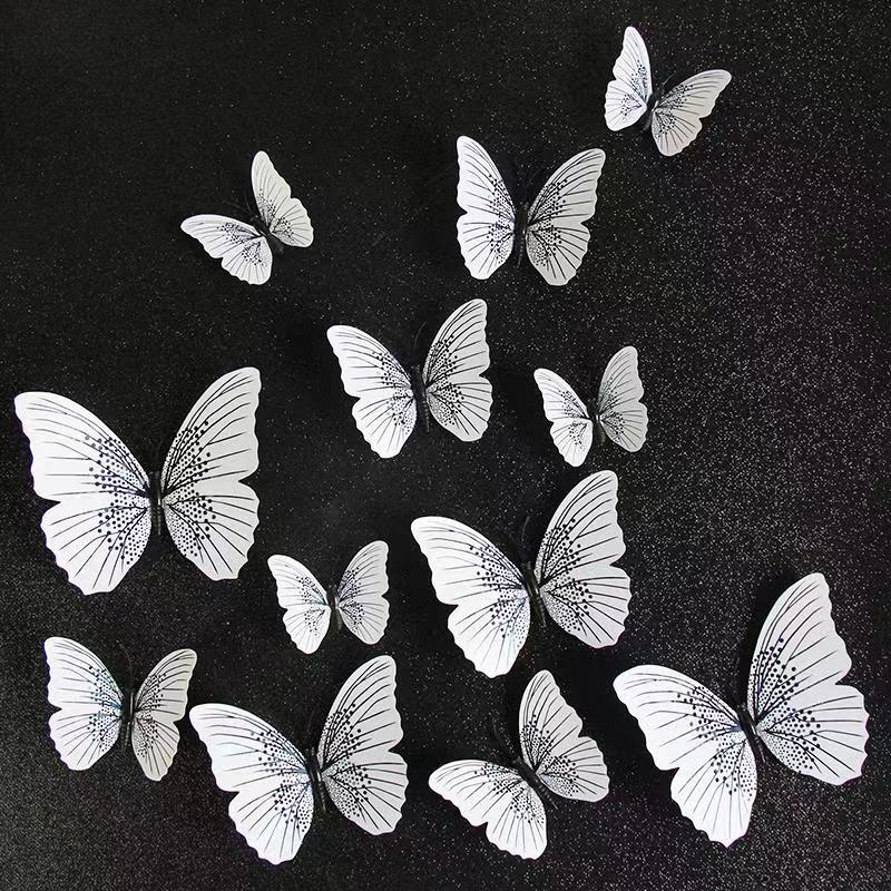 White butterfly single layer butterfly 12 wall paste 3d three-dimensional simulation butterfly refrigerator sticker