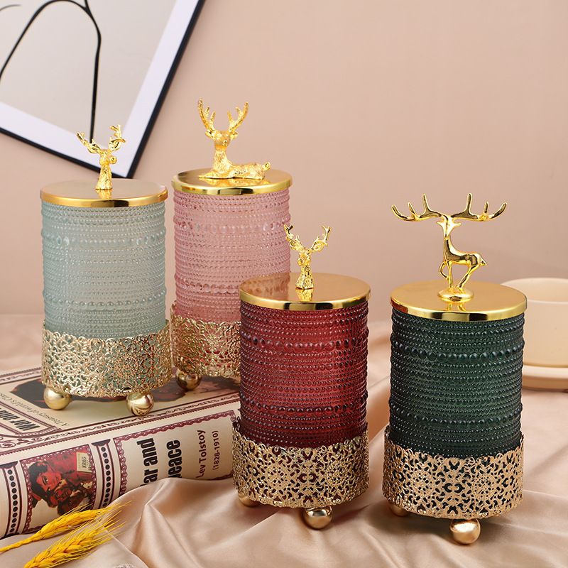 Nordic style cross-border new simple retro glass candle jar Candy cosmetics storage jar home decoration pieces