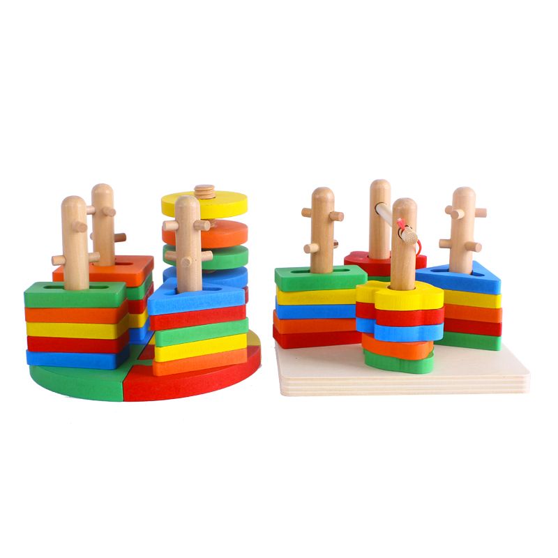 The colorful wooden toy columns are highly entertaining and rich in color, which can exercise babies' hand-eye coordination, visual ability, logical thinking ability, and early education enlightenment training, as well as parent-child games Item Picture