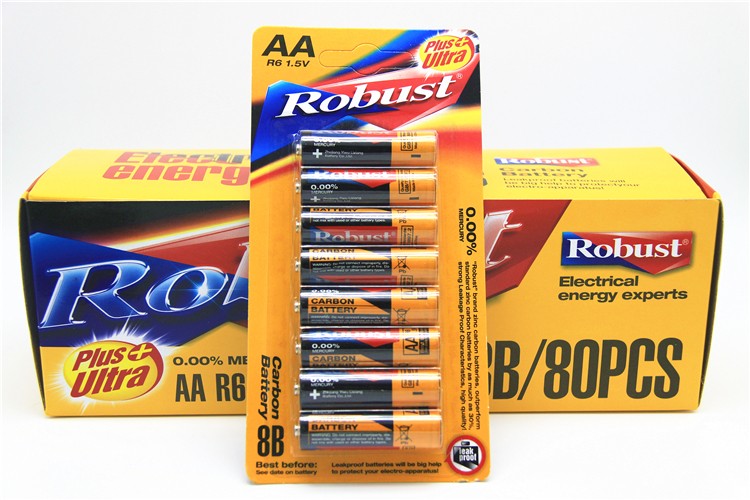 Robust 碳性电池 5号五号干电池 1.5V 8只挂卡 空调电视遥控器详情图5