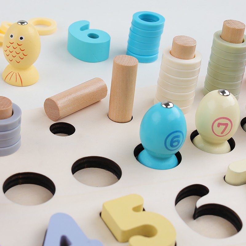 The wooden macaron-colored fishing matching game is highly entertaining with rich colors. It can exercise babies' hand-eye coordination, visual ability, logical thinking ability, and early education enlightenment training. It is a parent-child game detail image 12