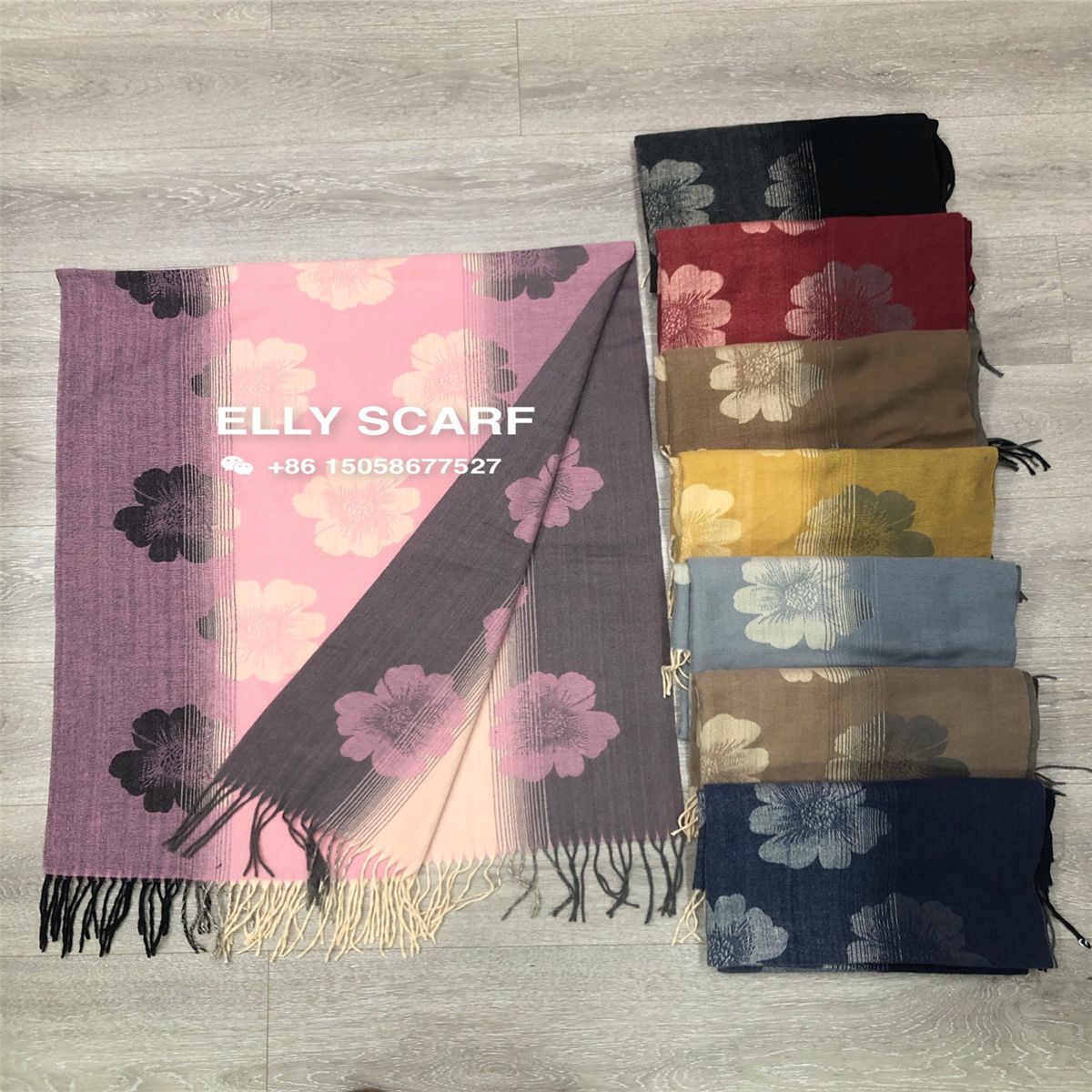 Imitation Cashmere Printed Scarf Large Flower Rub Beard Winter Long Scarf