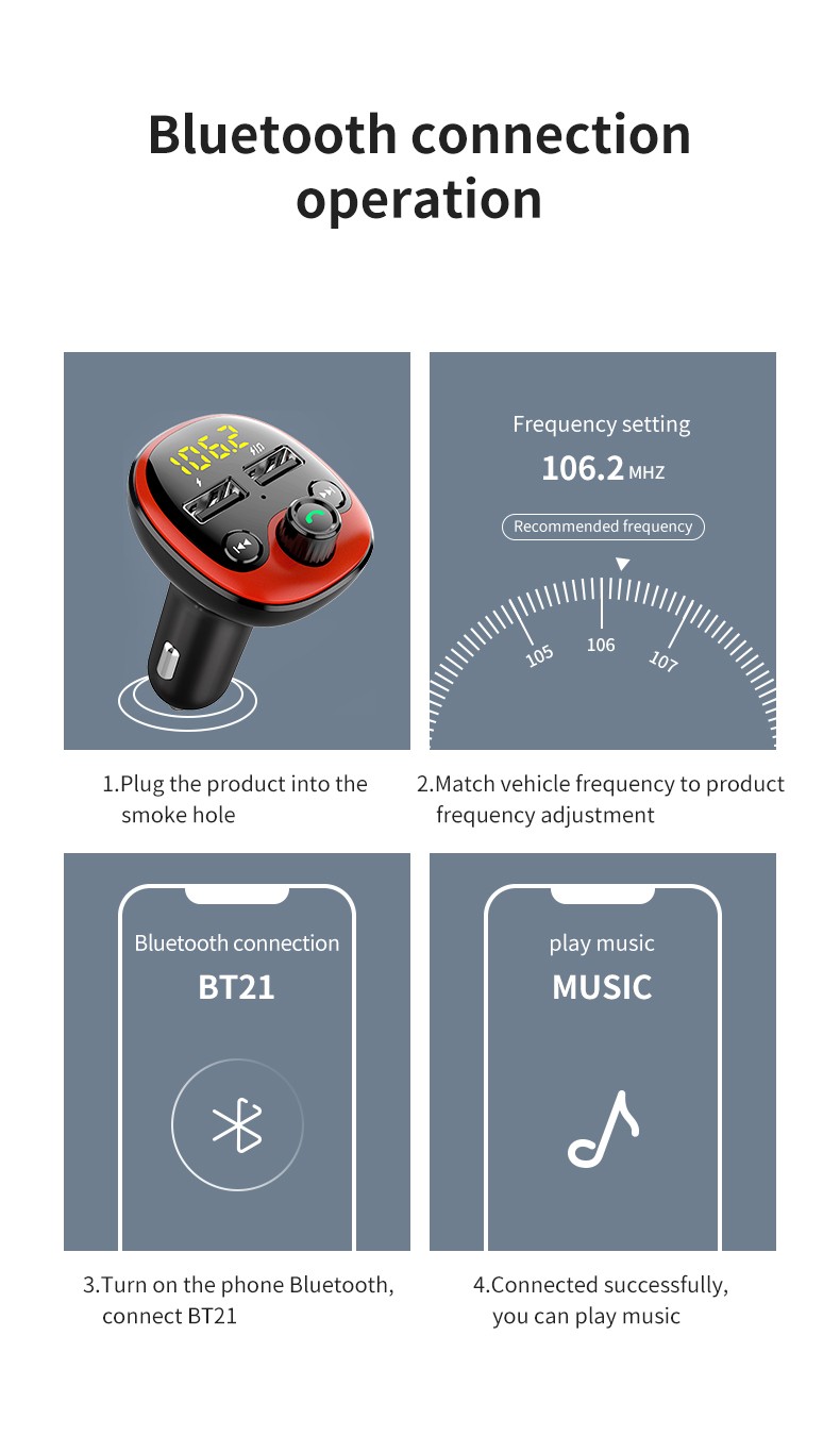 车载mp3播放器 双USB车载充电器QC3.0车充车载蓝牙接收器fm发射器详情图13