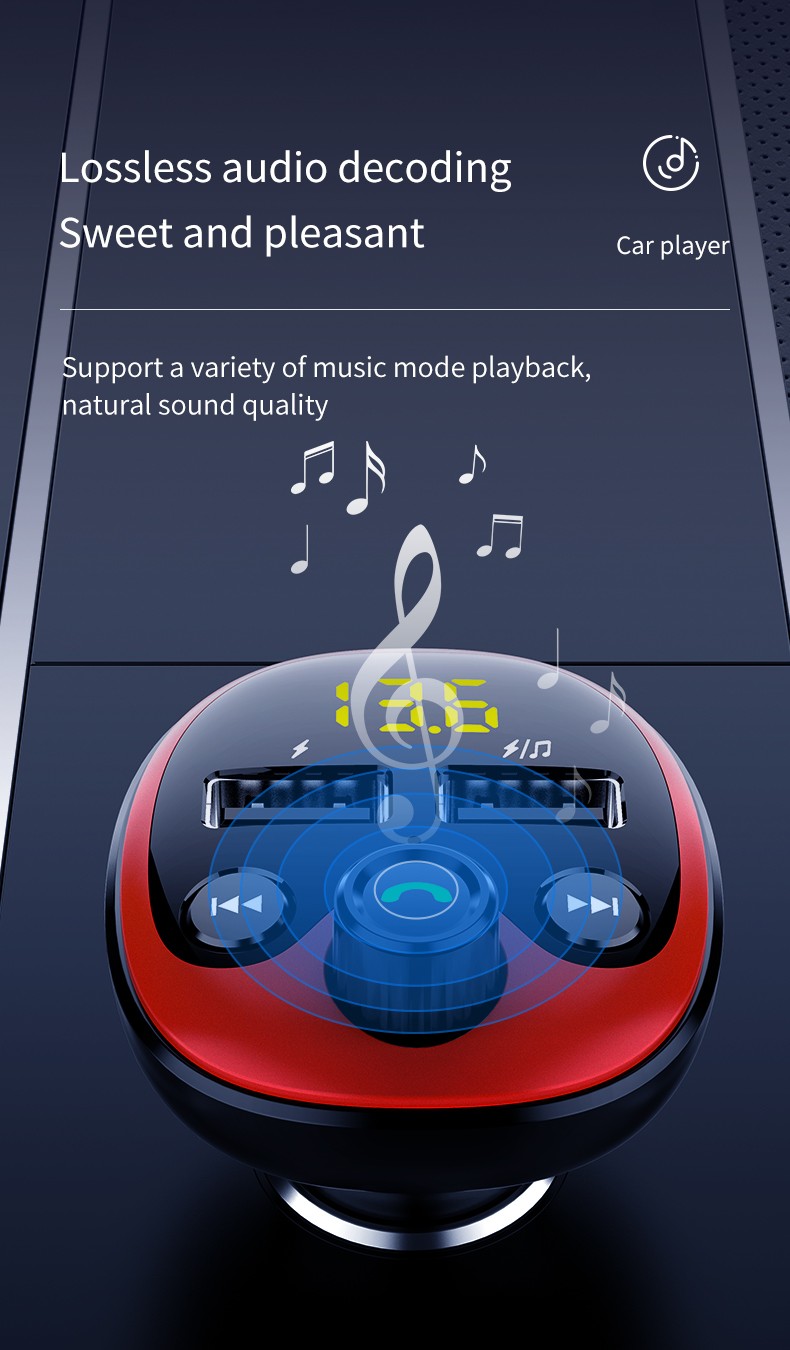 车载mp3播放器 双USB车载充电器QC3.0车充车载蓝牙接收器fm发射器详情图3