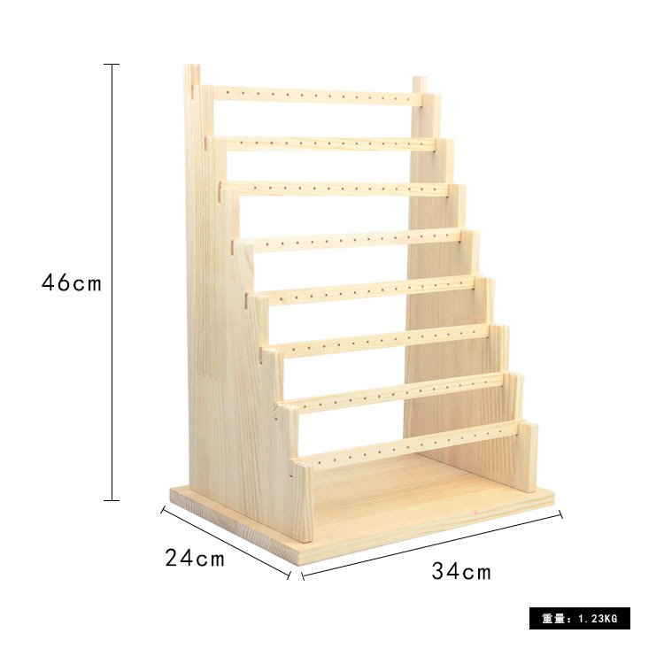实木耳环耳钉展示架多层可拆原木耳饰架子可挂耳环卡片架大耳环架 h4