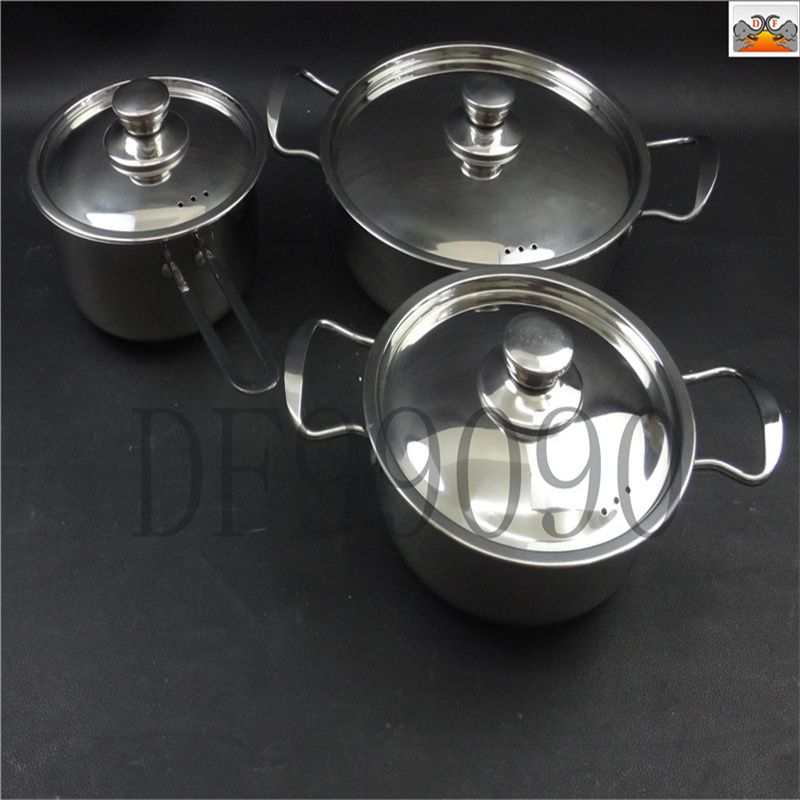 DF99090 European five-layer double bottom three-piece wire ear-cover pot Stainless steel pot Kitchen Hotel supplies DF Trading House full figure