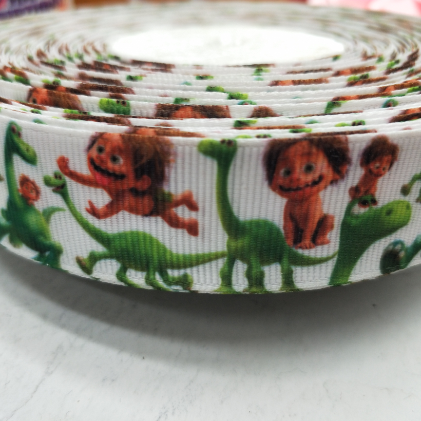 2.5CM thread with digital printing DIY made dinosaur boy on white background