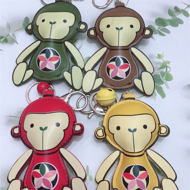 韩版创意可爱pu小猴子双面印花钥匙扣 韩国时尚汽车钥匙链ins风个性包包挂件女详情图3