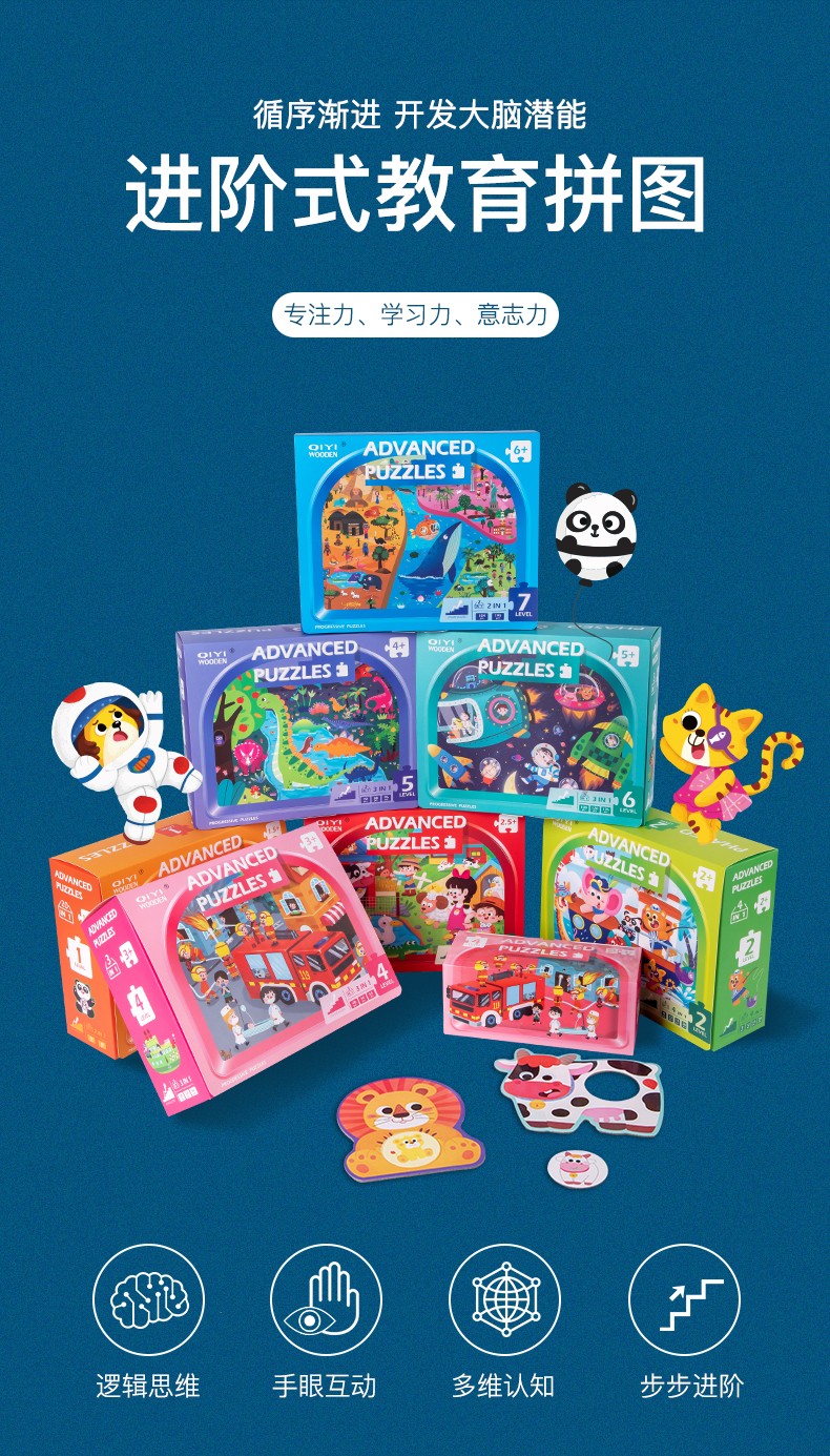 The seven-stage progressive educational puzzle game with wooden toys is highly entertaining and colorful. It helps cultivate hands-on skills, logical thinking abilities, and is a parent-child game for early education and enlightenment training detail image 1