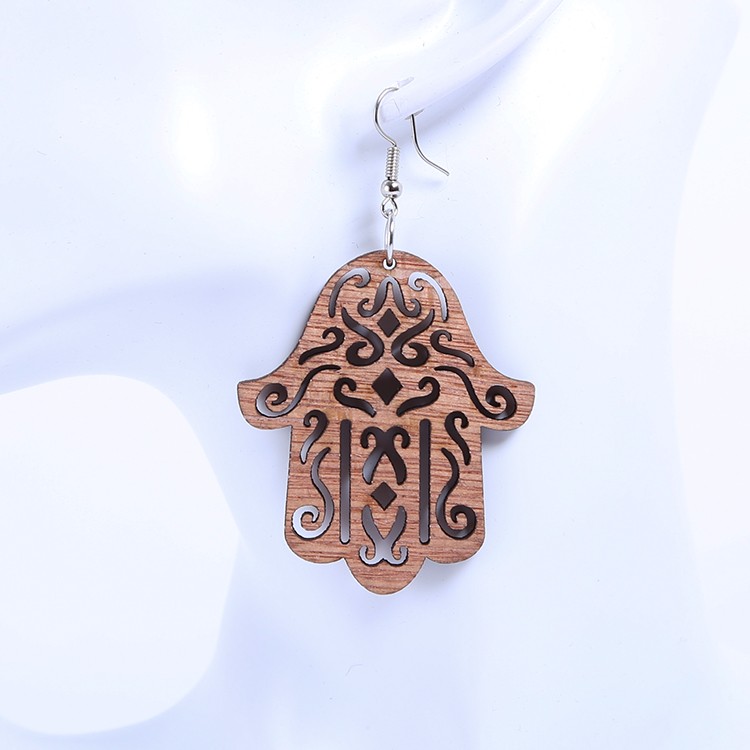 非洲民族风复古木质耳环耳坠几何印刷气质个性潮夸张耳饰品潮流详情图2