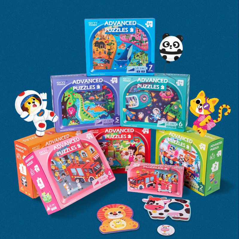 The seven-stage progressive educational puzzle game with wooden toys is highly entertaining and colorful. It helps cultivate hands-on skills, logical thinking abilities, and is a parent-child game for early education and enlightenment training