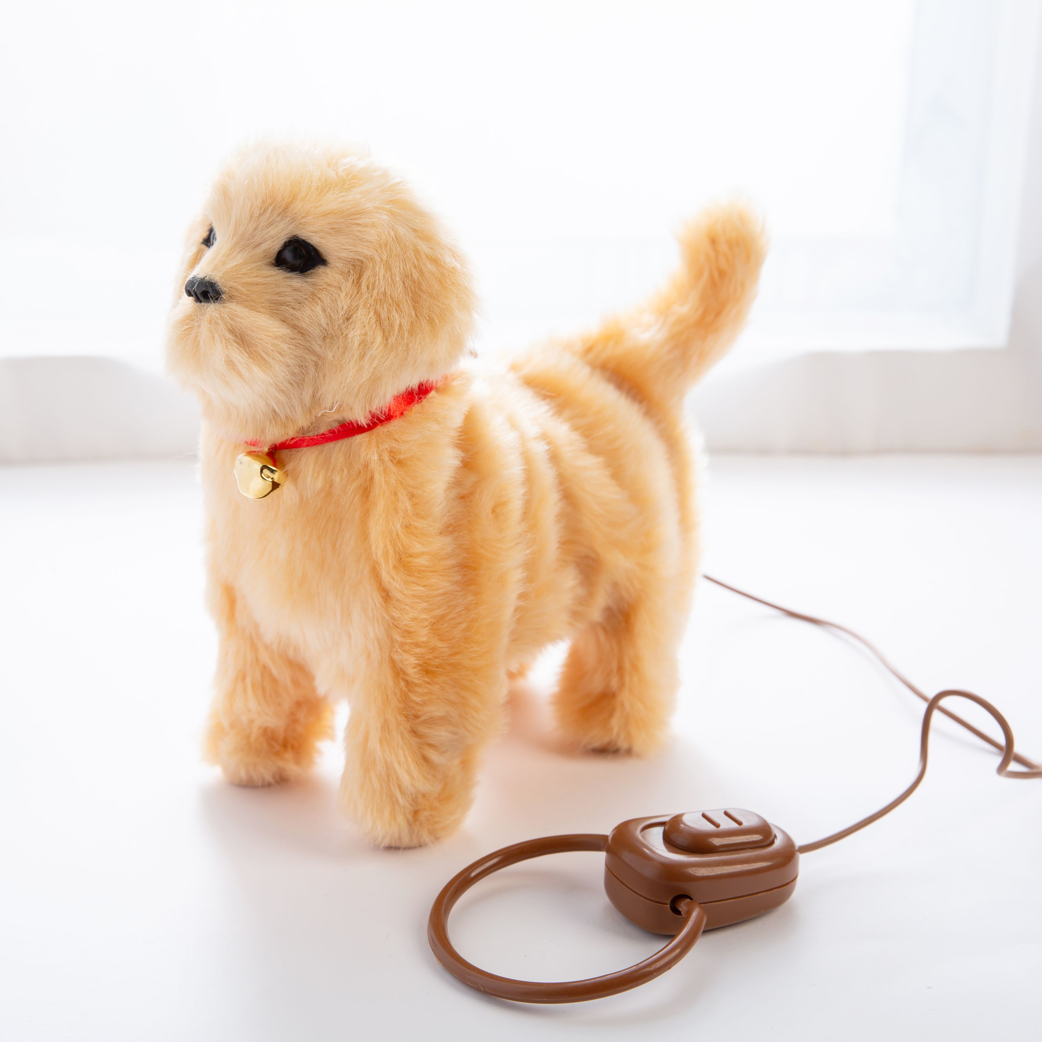 A dog that walks back and forth with its tail moving and to music Specification image