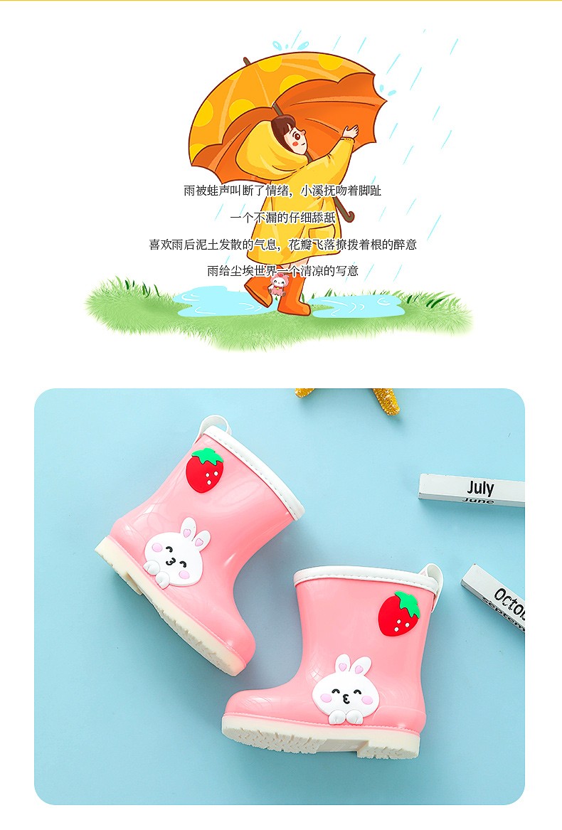 New cartoon baby rain boots, children's anti-slip rain boots factory direct sales detail image 3