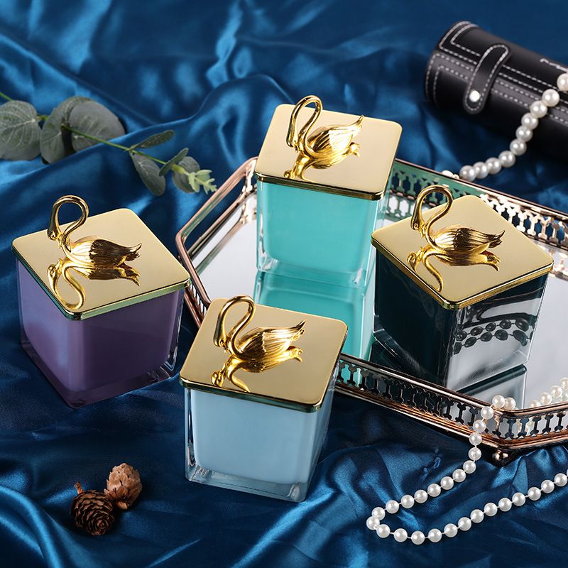 European new alloy color with lid candy jar Home decoration ornaments storage jar Candle jar candle holder jewelry jar