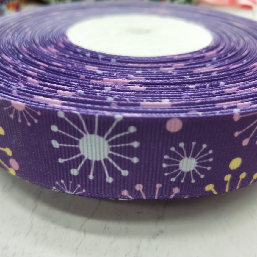 2.5CM thread with digital printing DIY making purple bottom fried flower flower