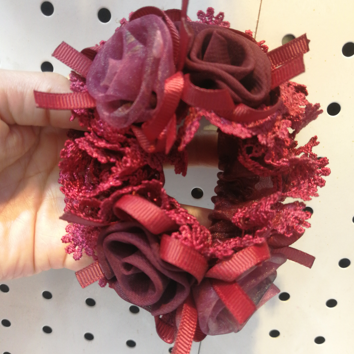 紫红色四朵花最新款2024流行饰品头花蕾丝花边