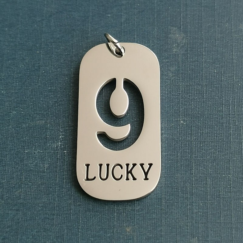 European and American military brand trendy men's hip-hop shock men's necklace, lucky number 9, titanium steel pendant, matching clothes detail image 1
