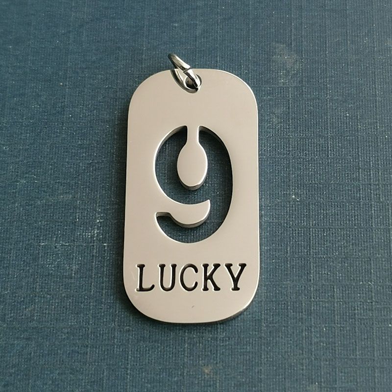 European and American military brand trend men hip hop shock men's necklace Lucky number 9 titanium steel pendant with clothes thumbnail