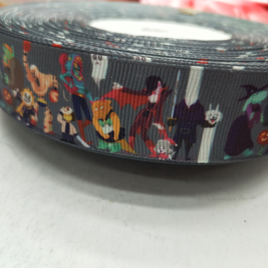 2.5CM thread with digital printing DIY Halloween cartoon characters
