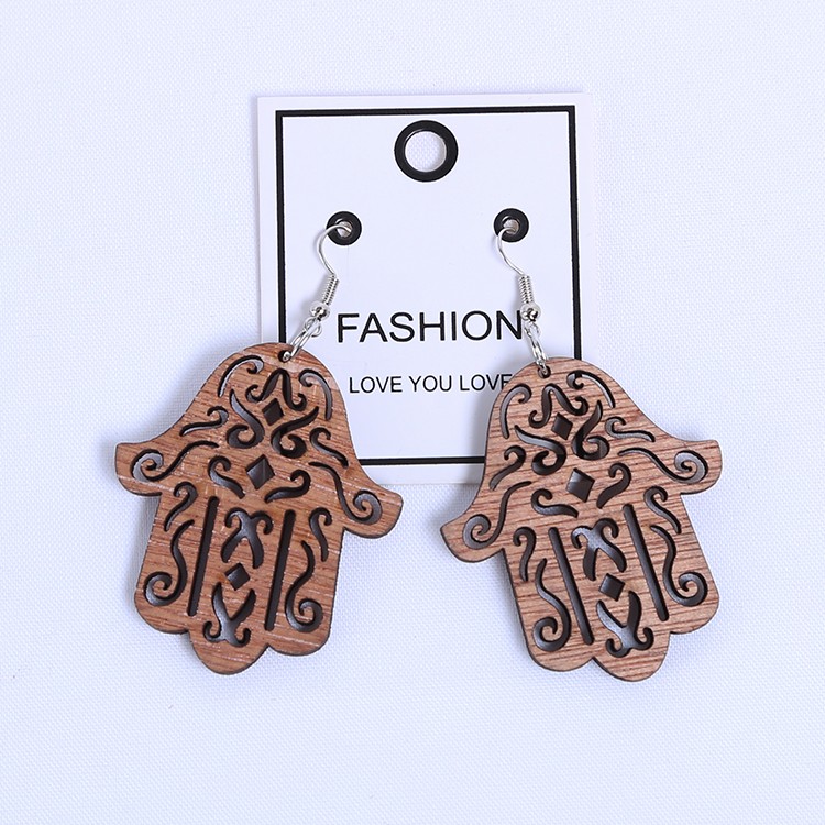 非洲民族风复古木质耳环耳坠几何印刷气质个性潮夸张耳饰品潮流详情图6