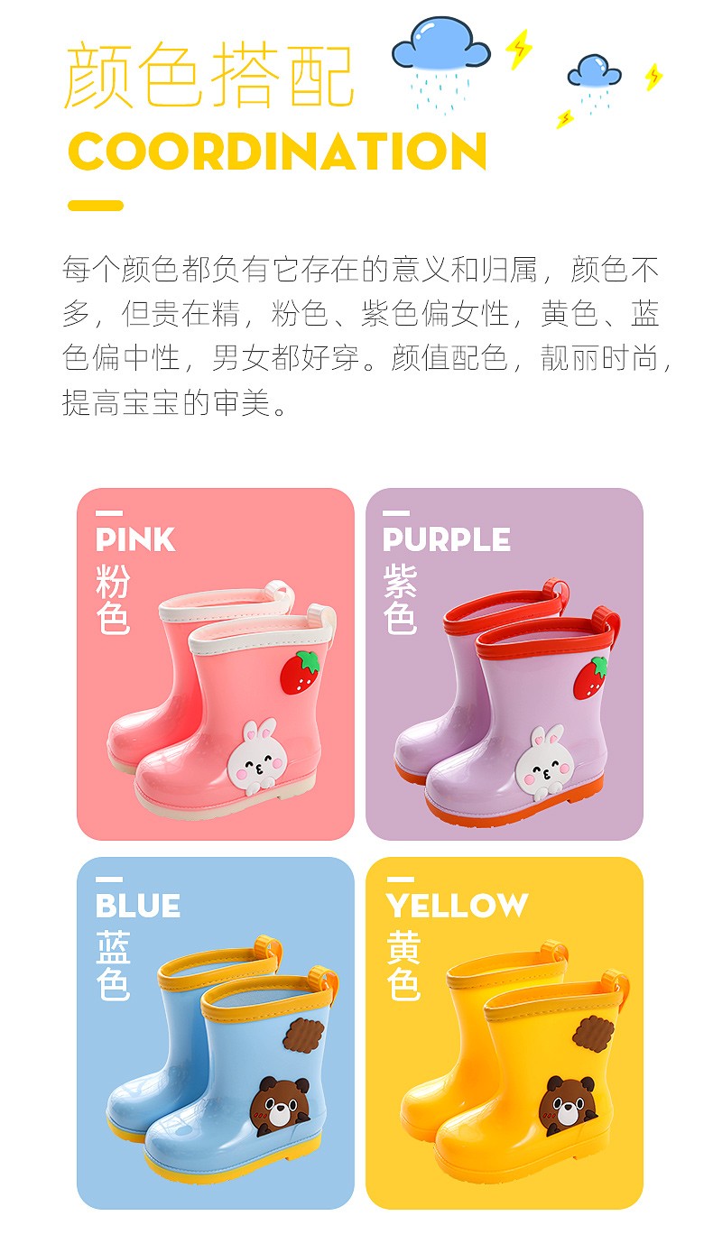 New cartoon baby rain boots, children's anti-slip rain boots factory direct sales detail image 7