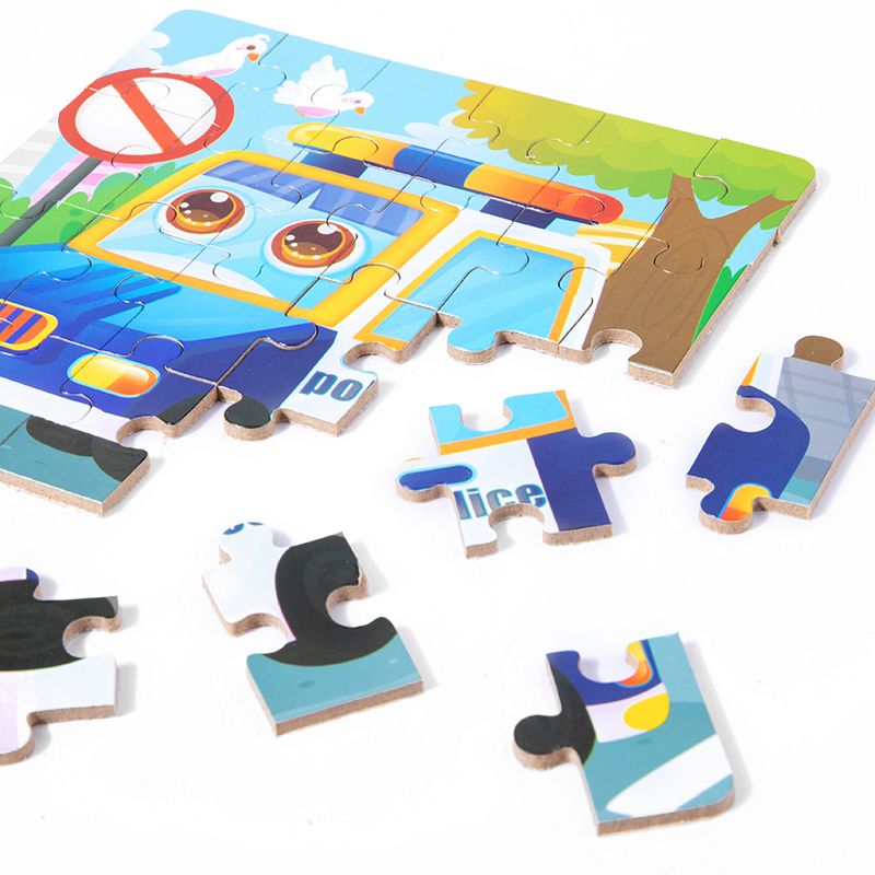 The 24-piece wooden puzzle game in a paper box can cultivate logical thinking ability. It is highly interesting and colorful. It is a parent-child game for early education and enlightenment, and can exercise hand-eye coordination Specification image