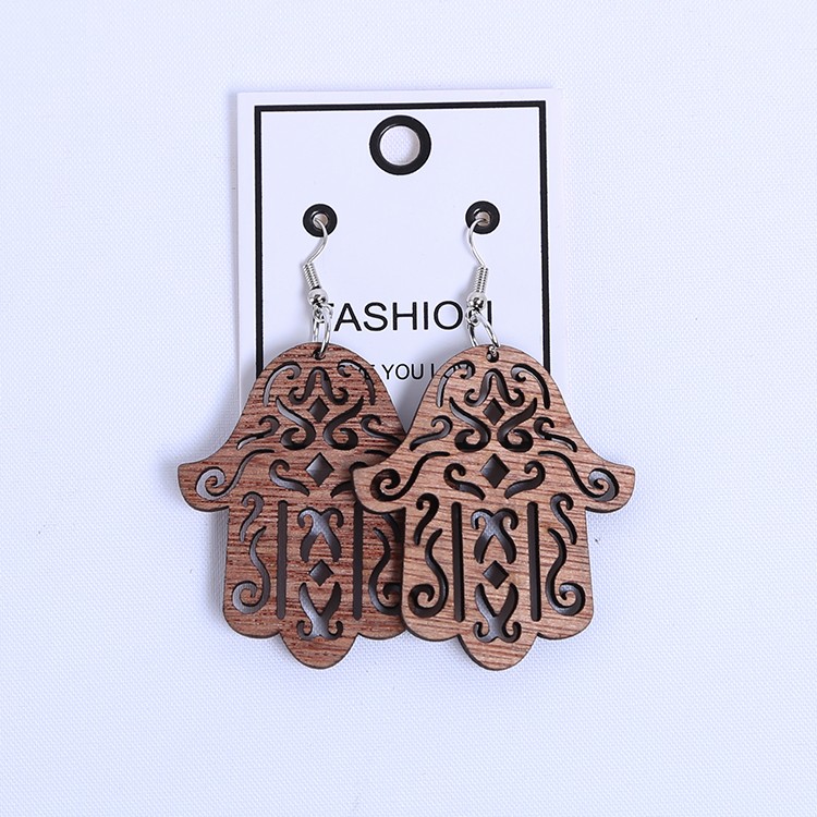 非洲民族风复古木质耳环耳坠几何印刷气质个性潮夸张耳饰品潮流详情图5