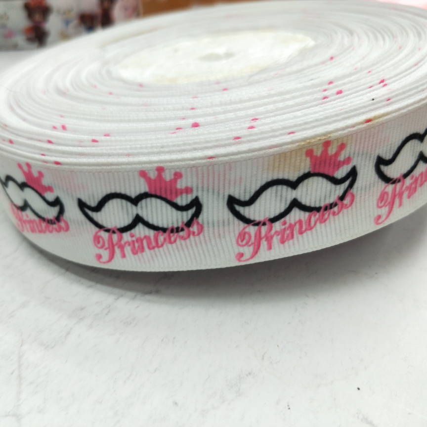 2.5CM thread with digital printing DIY made white background black Hu powder crown