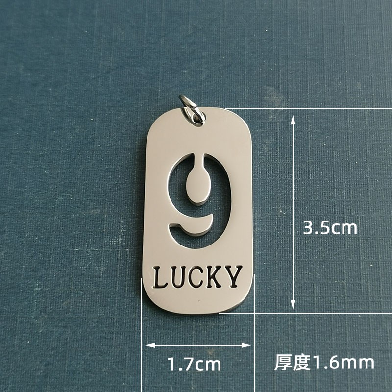 European and American military brand trendy men's hip-hop shock men's necklace, lucky number 9, titanium steel pendant, matching clothes detail image 3